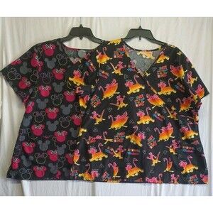 Minnie Mouse Lion King Set Scrubs Black 2XL Childrens Pediatric Medical Uniform